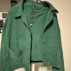 Green Corduroy Two Piece. Jacket and skirt. Plus Size